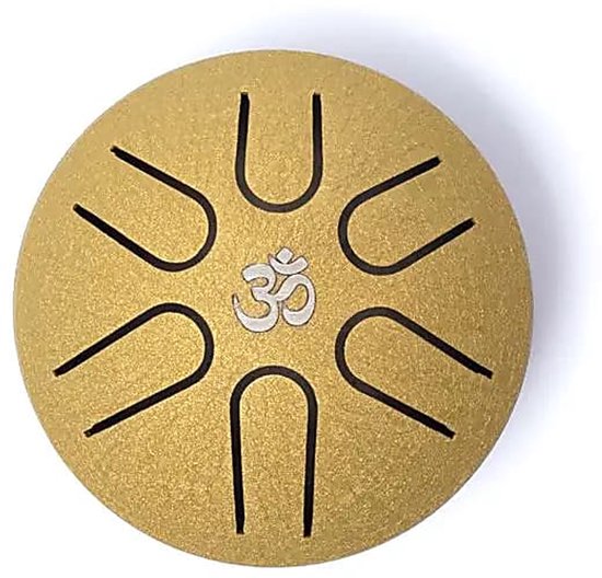 Hluru Mini Panschaal / Tongue Drum - 6 Noten A Majeur - Goudkleurig - Klankschaal voor Meditatie - Inclusief Mallets & Boekje van Merkloos — afbeelding 5