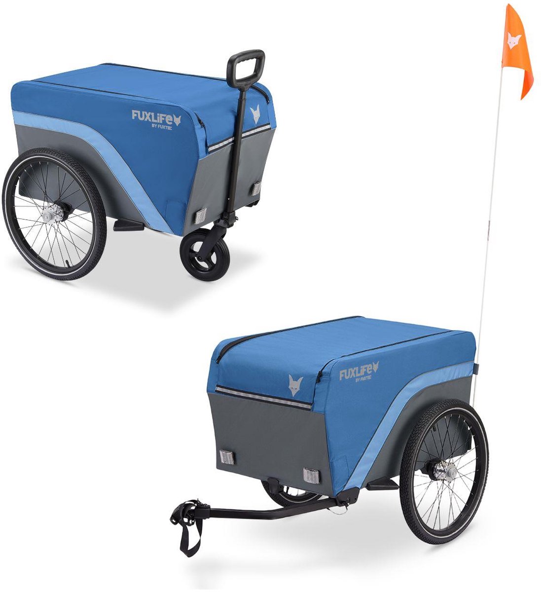 FUXLIFE by FUXTEC fietskar FX-LA120 | vrachtkar 2in1 | 120 L volume | 47,8 kg laadvermogen | opvouwbaar