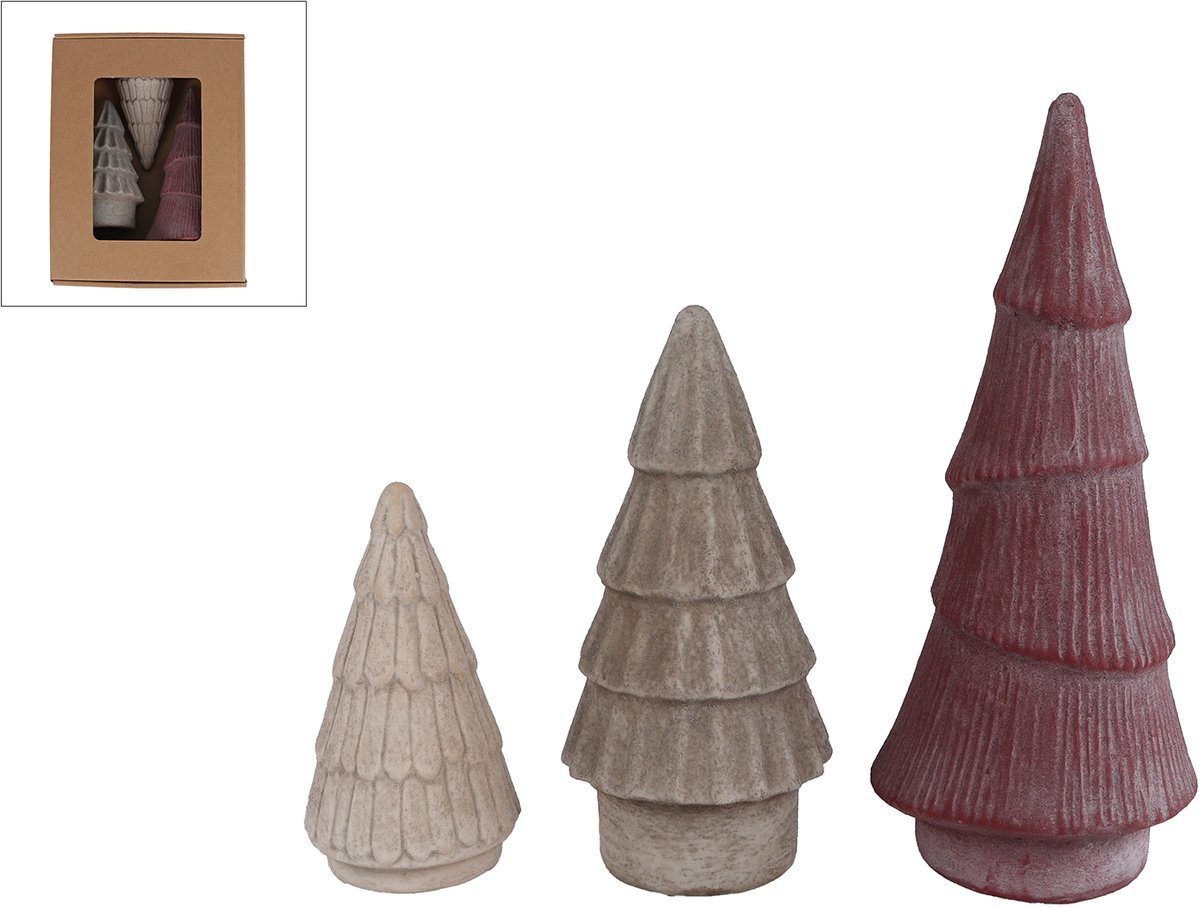 Van Manen decoratie sculptuur boom aardewerk set 3 stuks kleurrijk.