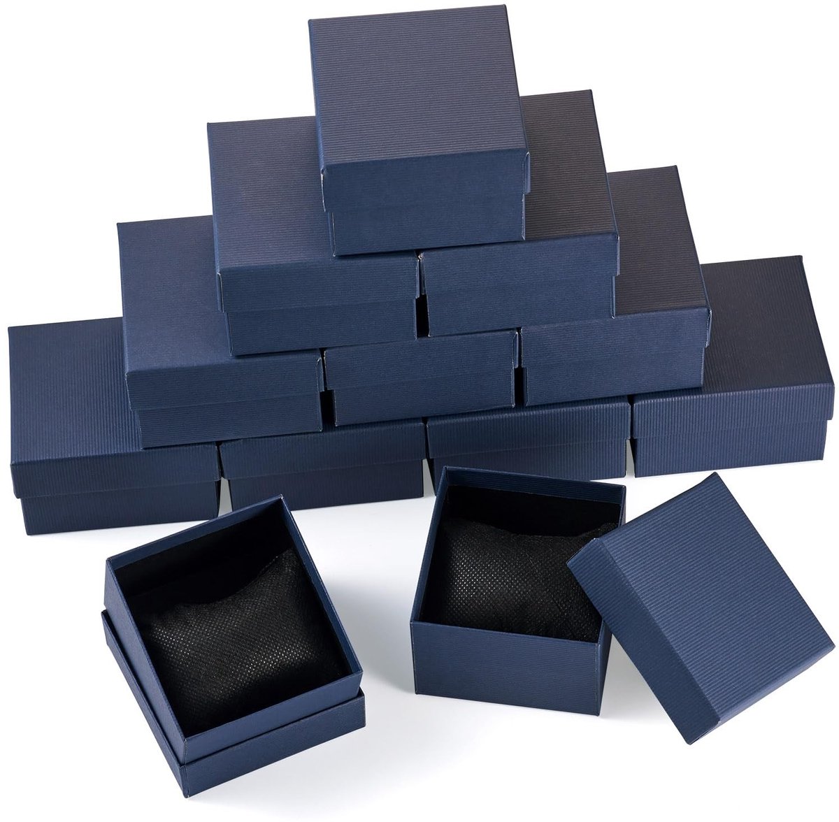 Dailygoods- Sieradendoos 12-delig - Rechthoekige Cadeaudoos - Sieraden Organizer - Horloge Opbergdoos - Middernacht Blauw - 8,3x8,5x5,5 cm - Geschenkdoos