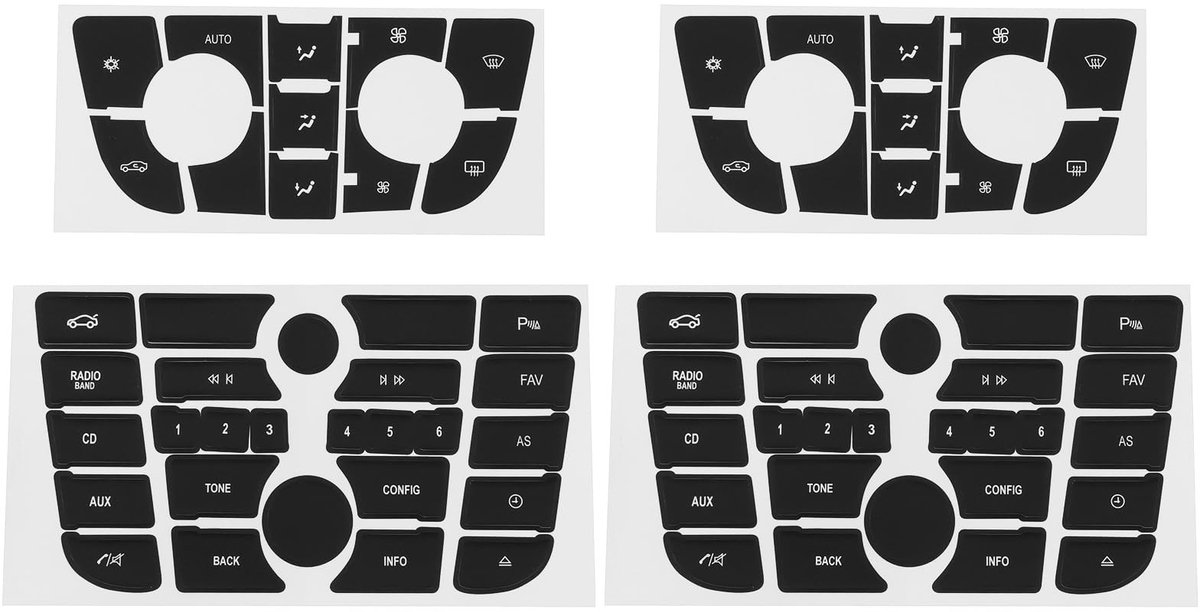 Dailygoods- Radioknop Stickers - 2 Sets - Compatibel met Opel Astra J - Vinyl - Zwart - Reparatie voor Versleten Knoppen - Knopstickers
