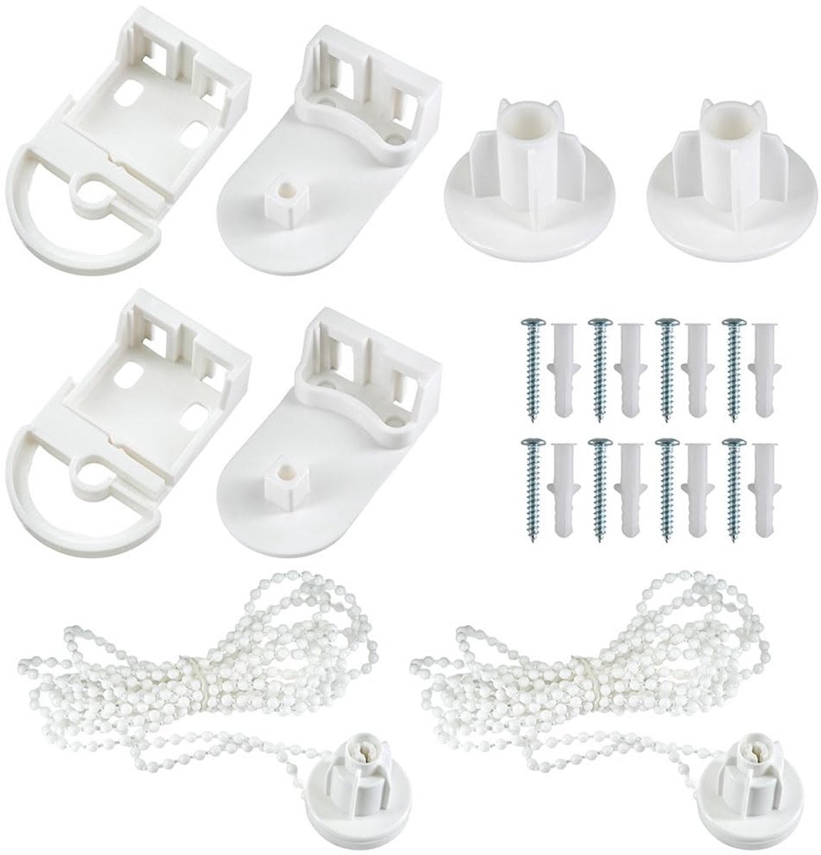 Dailygoods- Rolgordijnbeslag Set van 2 - Hoogwaardige Beugels - Kettinghouder - Klemdrager - Universele Compatibiliteit - Voor 25 mm Rolbuizen - Rolgordijnkoppeling