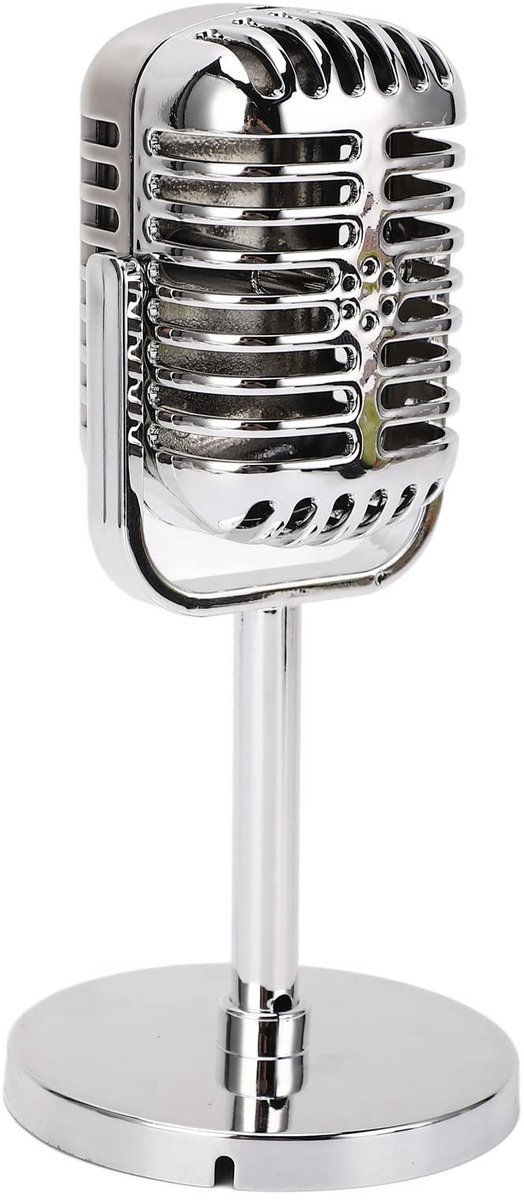 Dailygoods- Microfoon Retro - Vintage Stijl - Microfoonstandaard - Lichtgewicht - Stevig Kunststof - Gemakkelijk Draagbaar - Rekwisiet