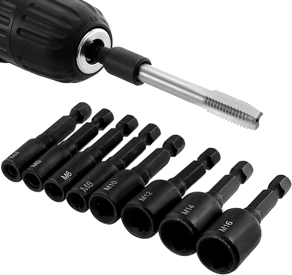 Dailygoods- Schroevendraaier Set 8 Stuks - Hex Bit Socket - Inbusbusset - M4/M5/M6/M8/M10/M12/M14/M16 - Legering Staal - Voor Diverse Behoeften - Dopsleutelset