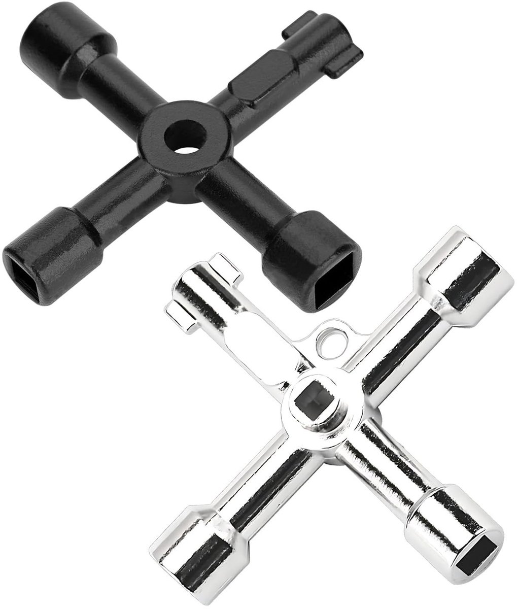 Dailygoods - 2-Pack Multifunctionele 4-Weg Sleutel - Universele Torx Sleutel voor Gasmeters en Kasten