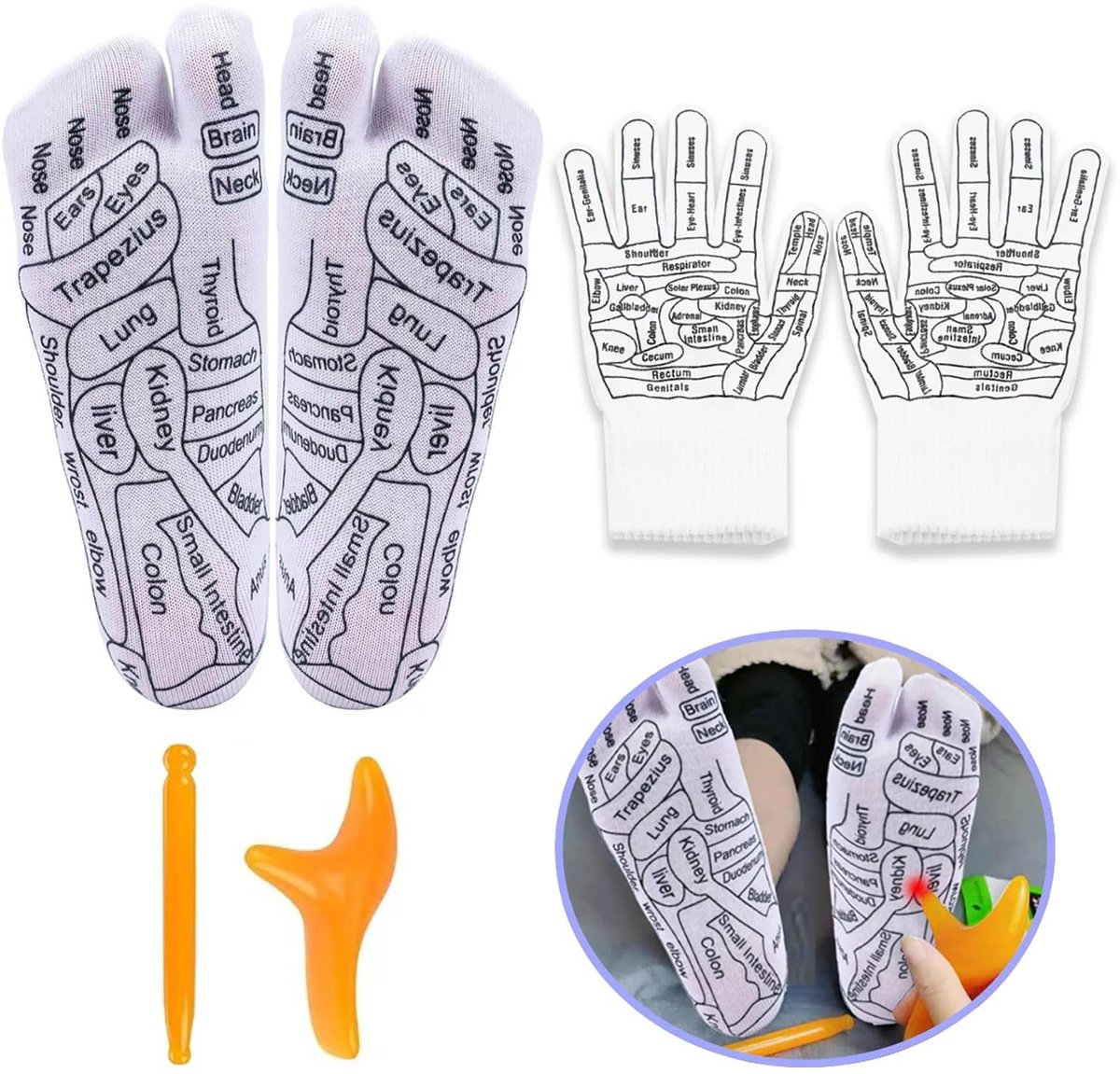 Dailygoods- Reflexologiesokken met Acupressuur - Massagehandschoenen - Vermoeide Voetverlichting - Verbeterde Voetgezondheid - Zacht Elastisch Vezelmateriaal - Ademend en Comfortabel - Voetsokken