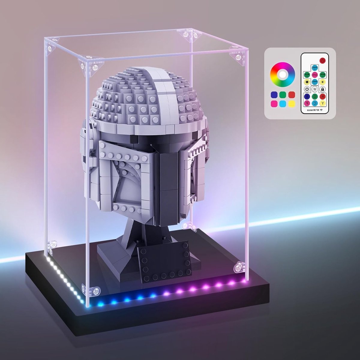 Transparante Acryl Vitrine met Verlichting voor Verzamelobjecten, Houten Basis en Stofdichte Opbergdoos voor Speelgoed en Collectibles