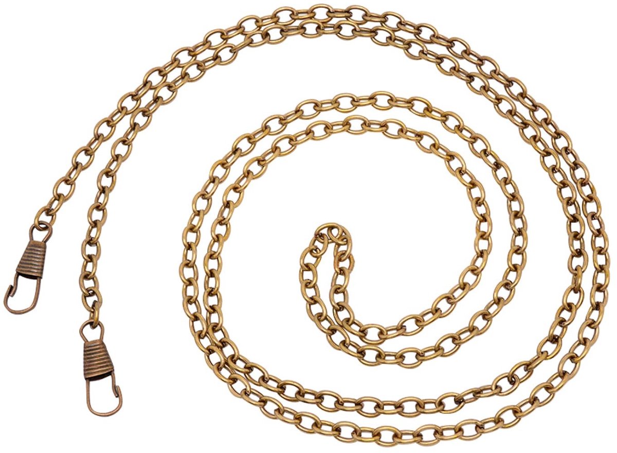 Dailygoods- Handtas Kettingen 10 Stuks - IJzeren Kabelketting 120 cm - Antiek Brons - Metalen Gespen - Duurzaam - Eenvoudig te Bevestigen - Tasriem