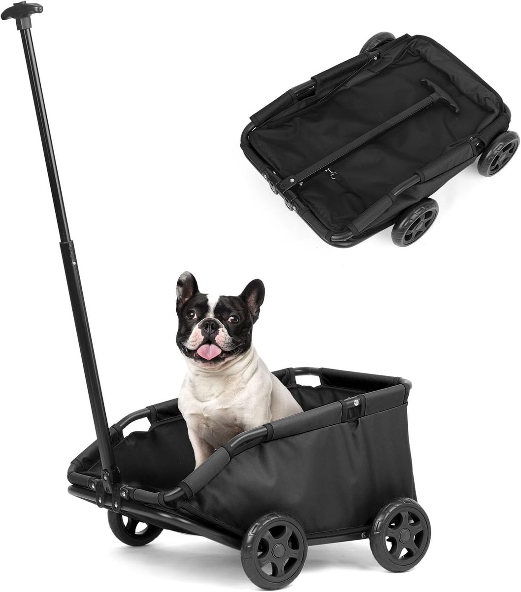 Hondenbuggy Opvouwbaar – Huisdierenwagen met Trekgreep & Opbergtas