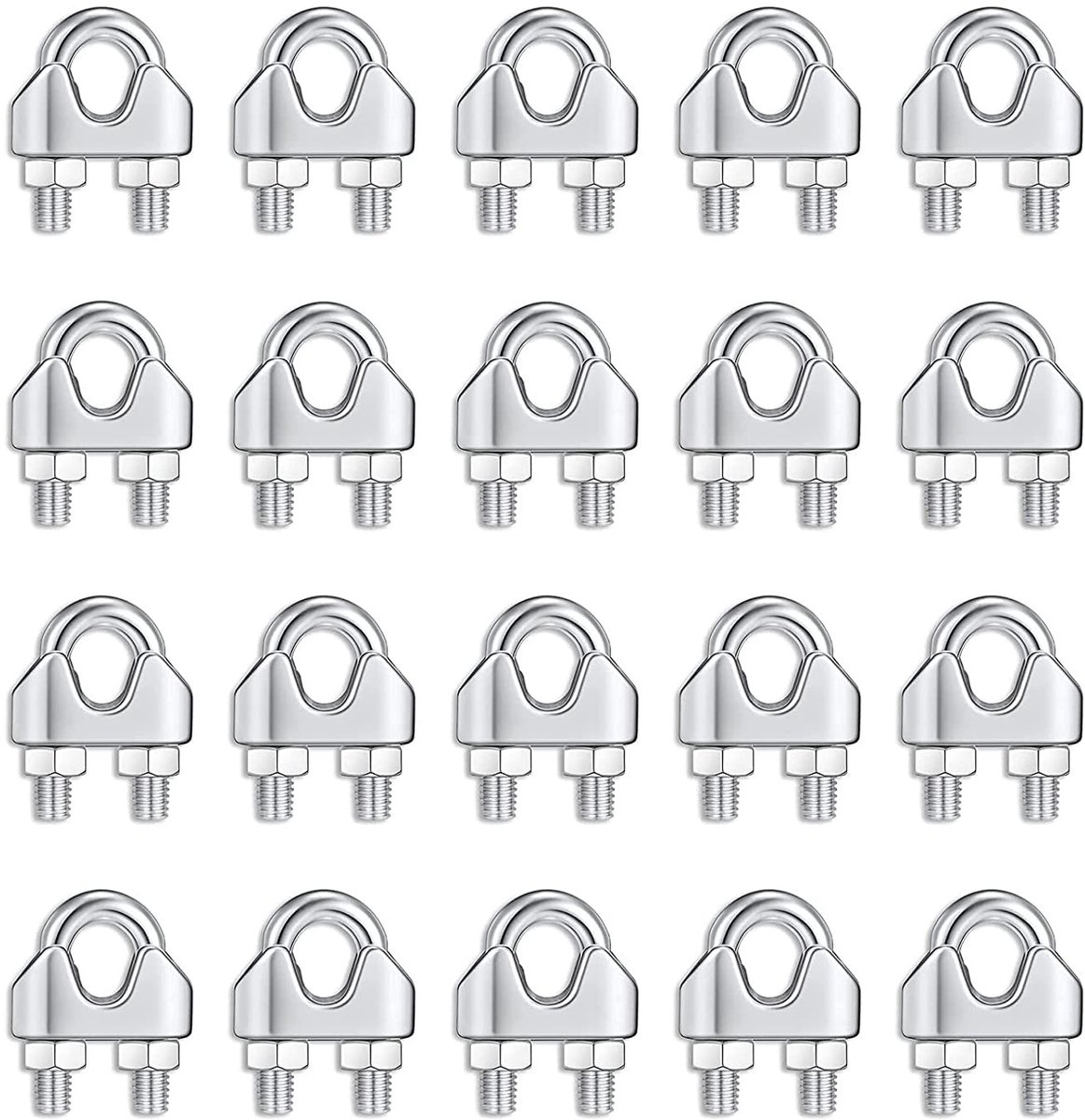 Dailygoods- Kabelklem U-vormig - Roestvrij Staal 304 - Sterk en Duurzaam - Eenvoudige Installatie - 20 Stuks - Hoge Sterkte - Kabelbinder