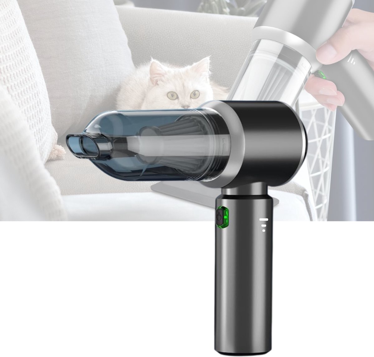 CLVP® Kruimeldief Draadloos - Auto Stofzuiger - Handstofzuiger - Zwart