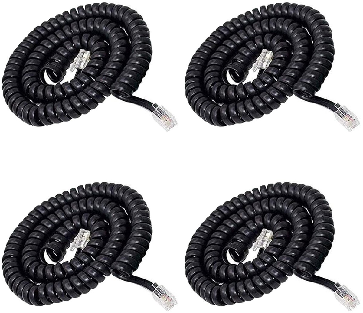 Modulaire Telefoonkabels 4-Pack RJ9, 3 Meter Lange Coaxiale Kabels voor Thuis en Kantoor, Geschikt voor Vaste Telefoons en Communicatie Apparatuur