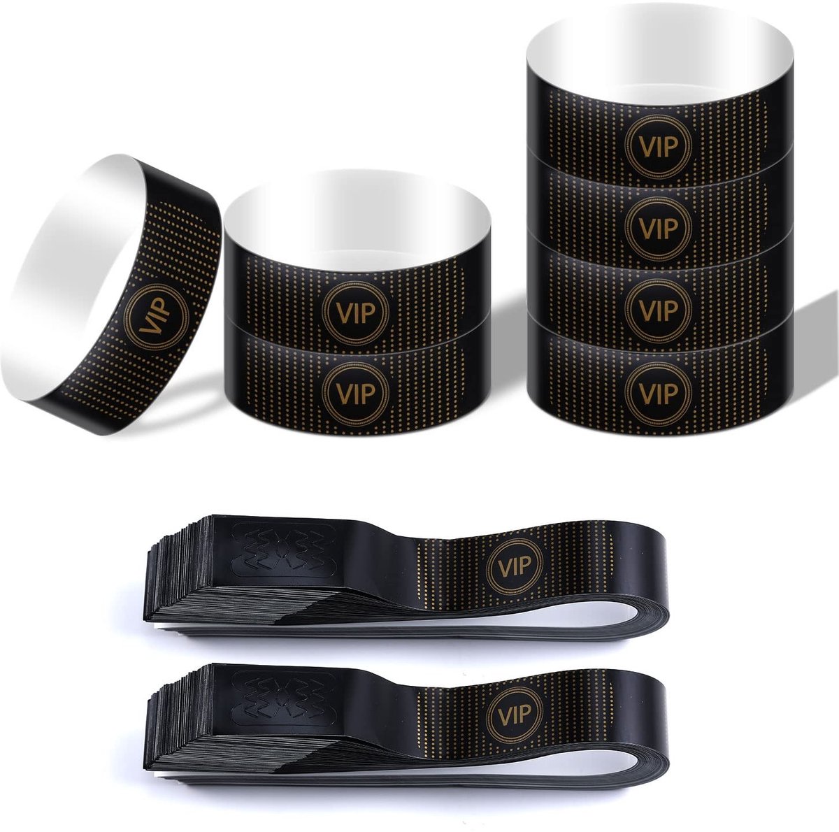 Dailygoods- Polsbandjes 300 Stuks - Waterdichte Papieren Armbanden - Zwart - Evenementen/Festivals - 25 cm x 1,9 cm - Synthetisch Papier - Feestarmbanden