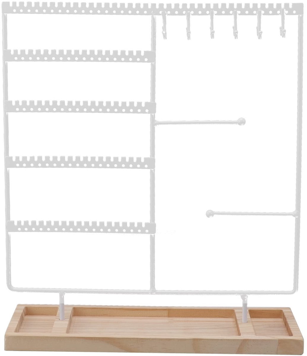 Dailygoods- Oorbellenrek 90 Gaten - Houten Basis - IJzeren Frame - Sieradenhouder - Organizer voor Ringen/Kettingen - Gemakkelijk te Installeren - Sieradenrek