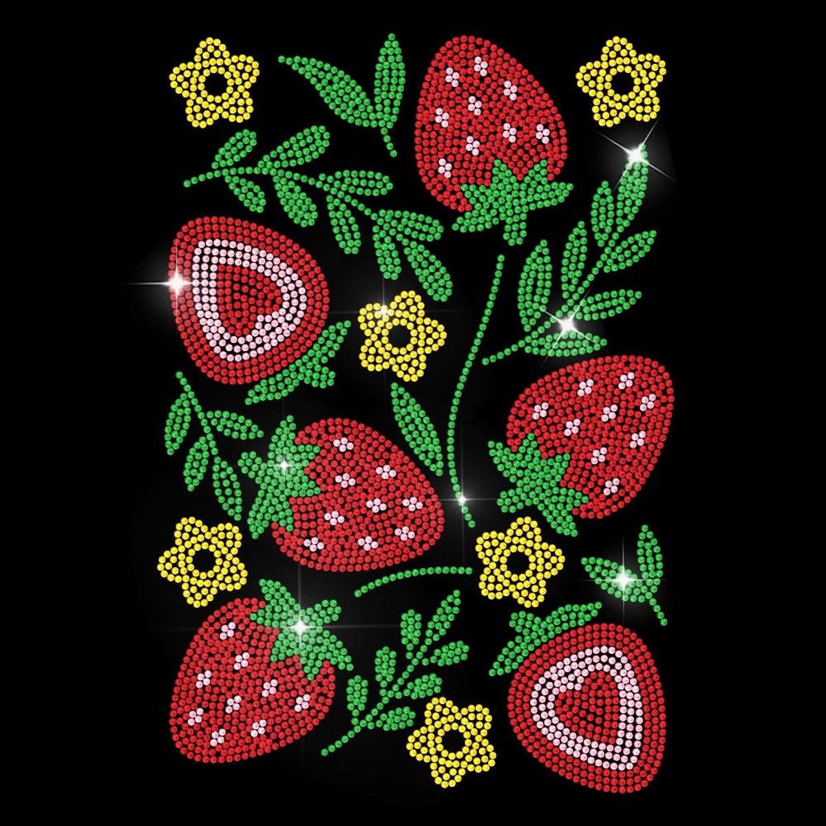 Dailygoods- Warmteoverdracht Sticker Aardbei/Bloem - Strass/Ijzer - Hotfix Transfer - Kleding Decoratie - DIY Ambachten - 29,7 x 21 cm