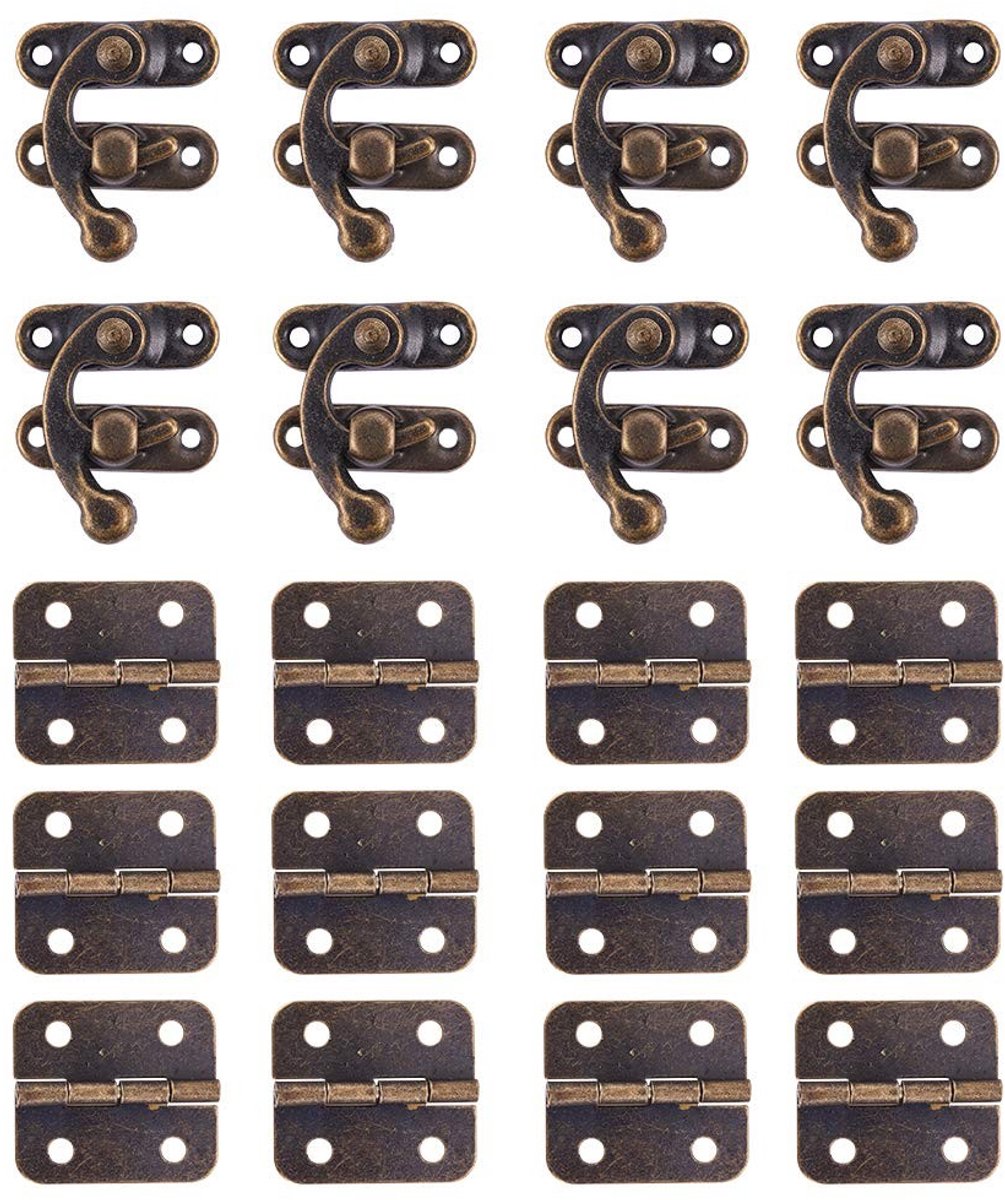Dailygoods- Scharnieren 60 Sets Mini Antieke Bronzen - Kleine Scharnieren - Retro Look - Houtbewerkingsprojecten - Bijpassende Schroeven - Duurzaam Metaal - Mini Scharnier