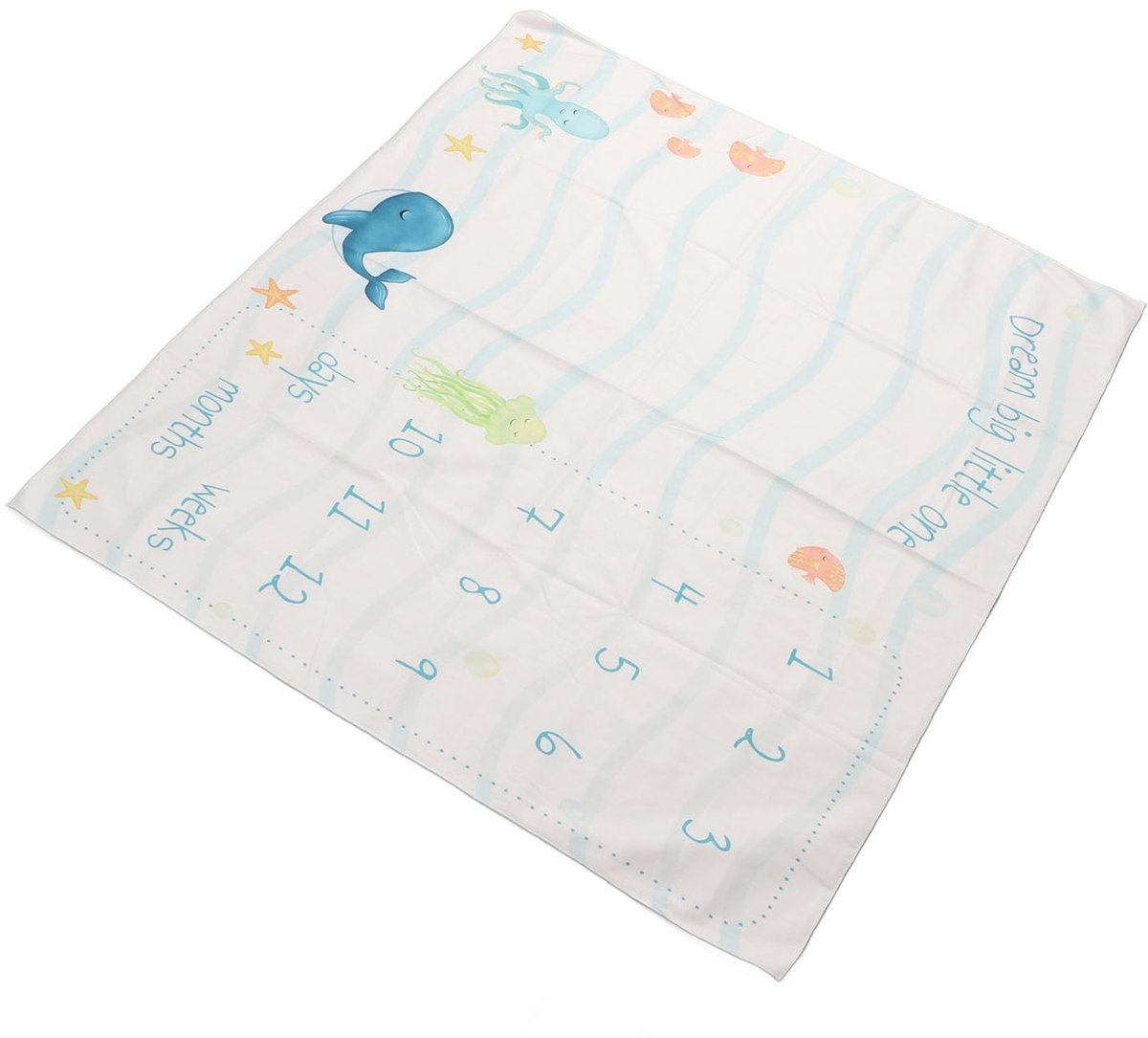 Dailygoods- Mijlpaaldeken Zacht Materiaal - Baby Dekentje - Schattig Zeedierenpatroon - 39,4 Inch - Fotorekwisiet - Voor Babyfoto's - Babydeken