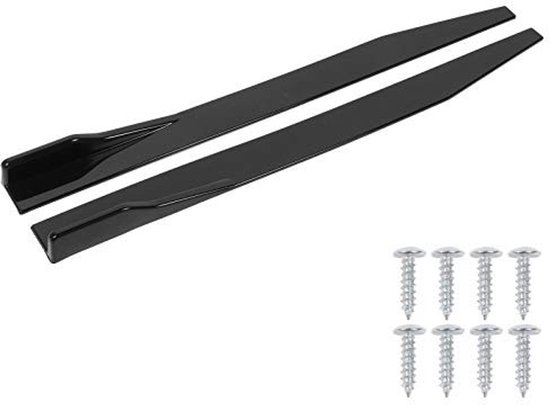 JHUBERS- Spoiler Glanzend Zwart - Auto Zijrok - Universele Montage - 2 Stuks - Polypropyleen - 120cm/47,2in Lengte - Zijskirts