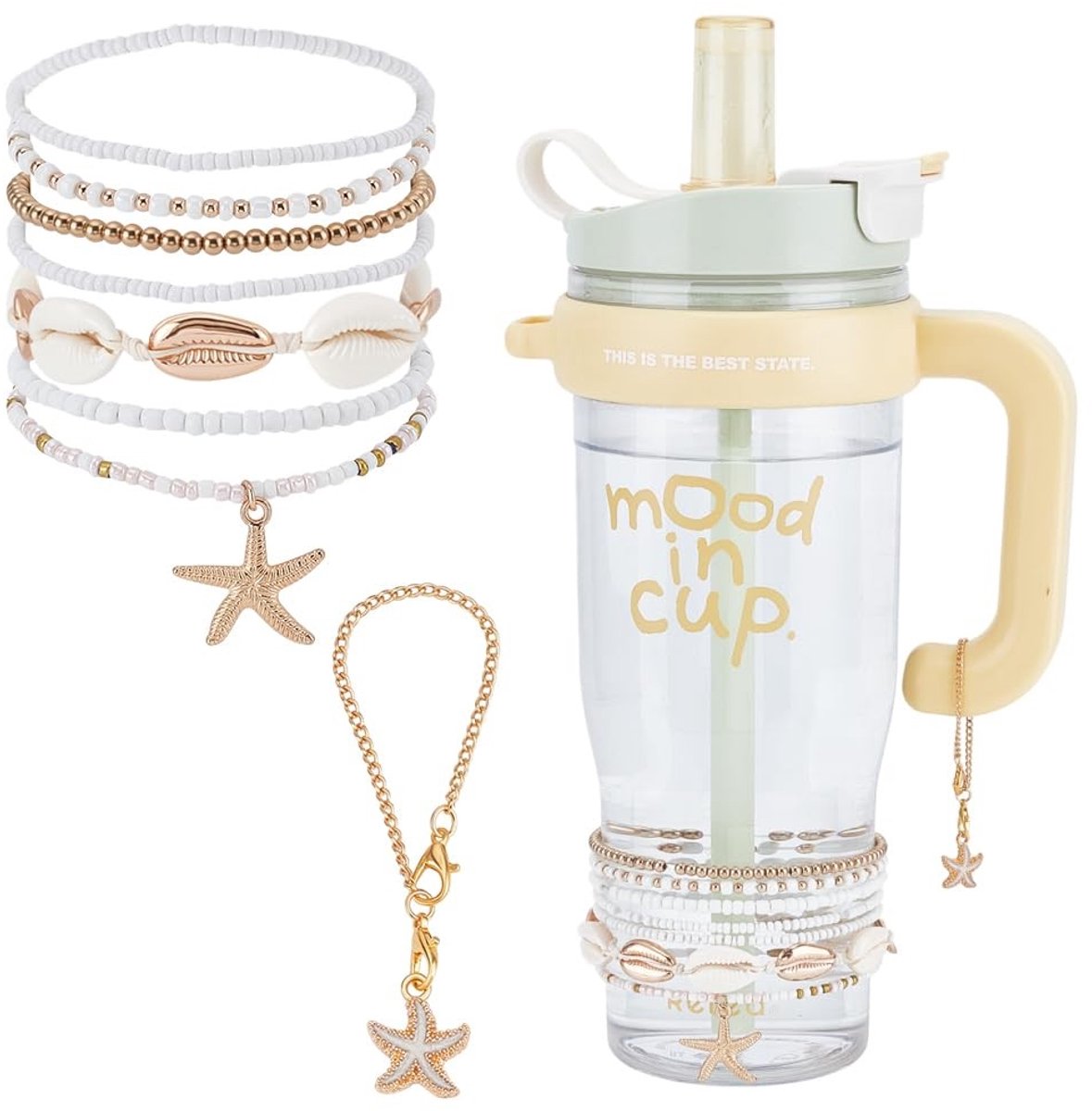 Dailygoods - Beker Accessoires met Schelp en Zeester Armbanden voor Tumbler