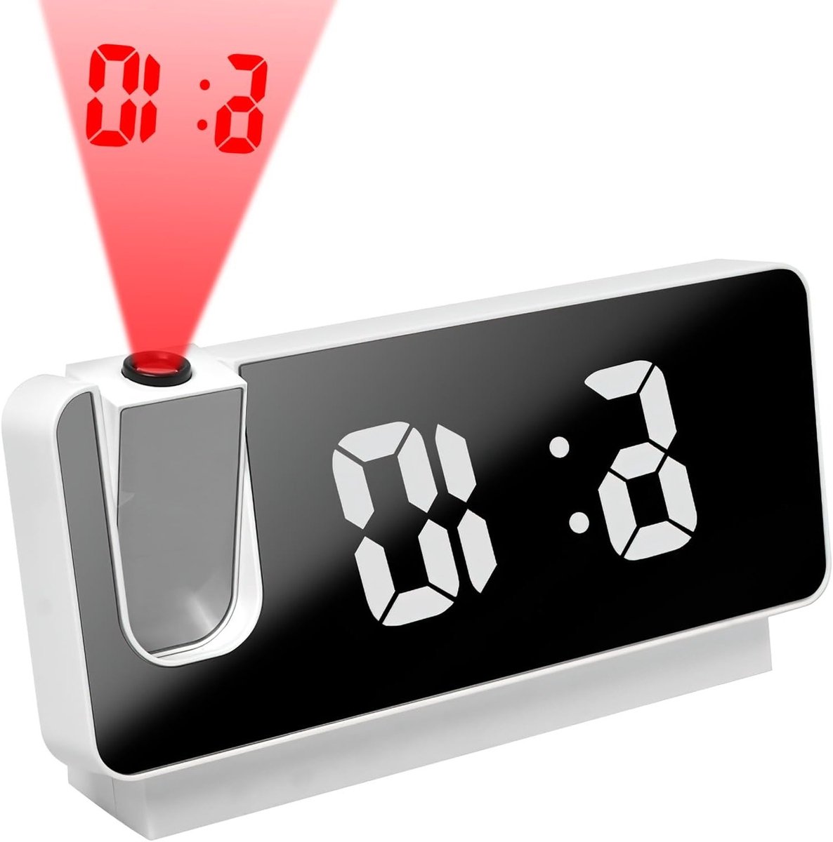 Digitale Projectie Alarmklok met 180° Projectie, Snooze Functie, Temperatuurweergave en USB Oplaadfunctie voor Thuis en Kantoor
