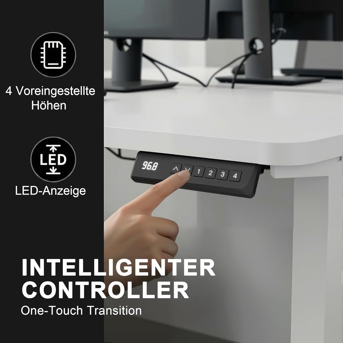 UltraDesk L-Shape Pro Elektrisch Zit-Sta Gaming Bureau 180 x 85 cm – In Hoogte Verstelbaar Bureau 71-119 cm, 4 Geheugenstanden, Ergonomisch Hoekbureau met Kabelmanagement en Stalen Frame –