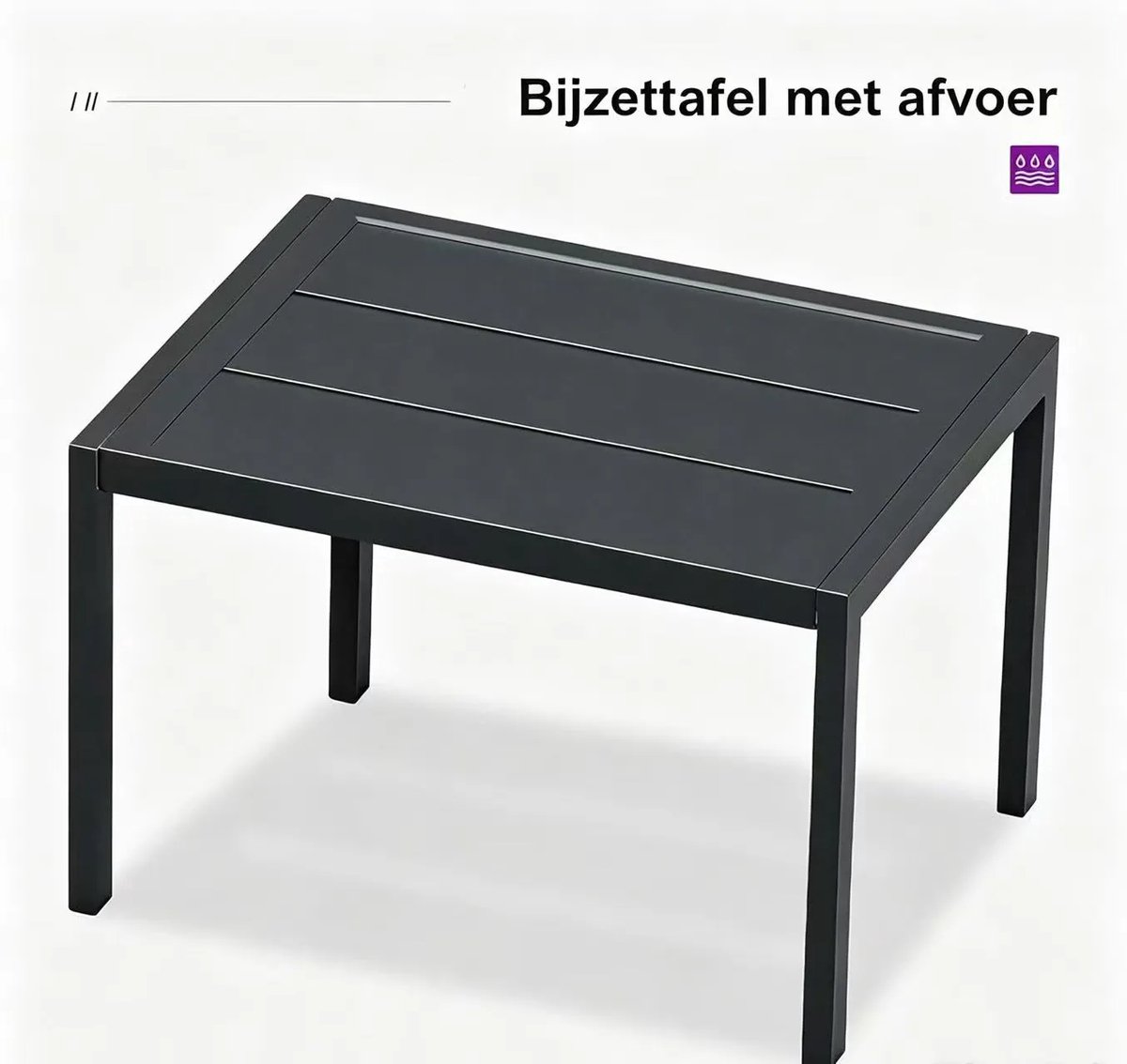 Purple Leaf Ligbedden met wielen en armleuningen - Set van 2 met salontafel - Grijs