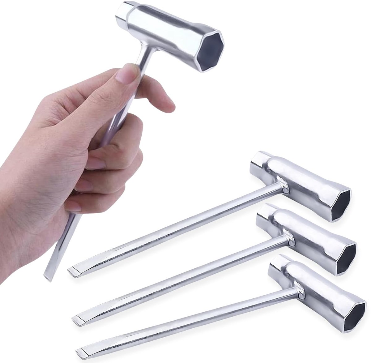 Dailygoods- Motorzaag Accessoires 4 Stuks - Bougiesleutel / Motorzaagsleutel - Sleufschroevendraaier - Inbussleutel - Ergonomisch Ontwerp - Staal 13x19 mm - Tuinaccessoires