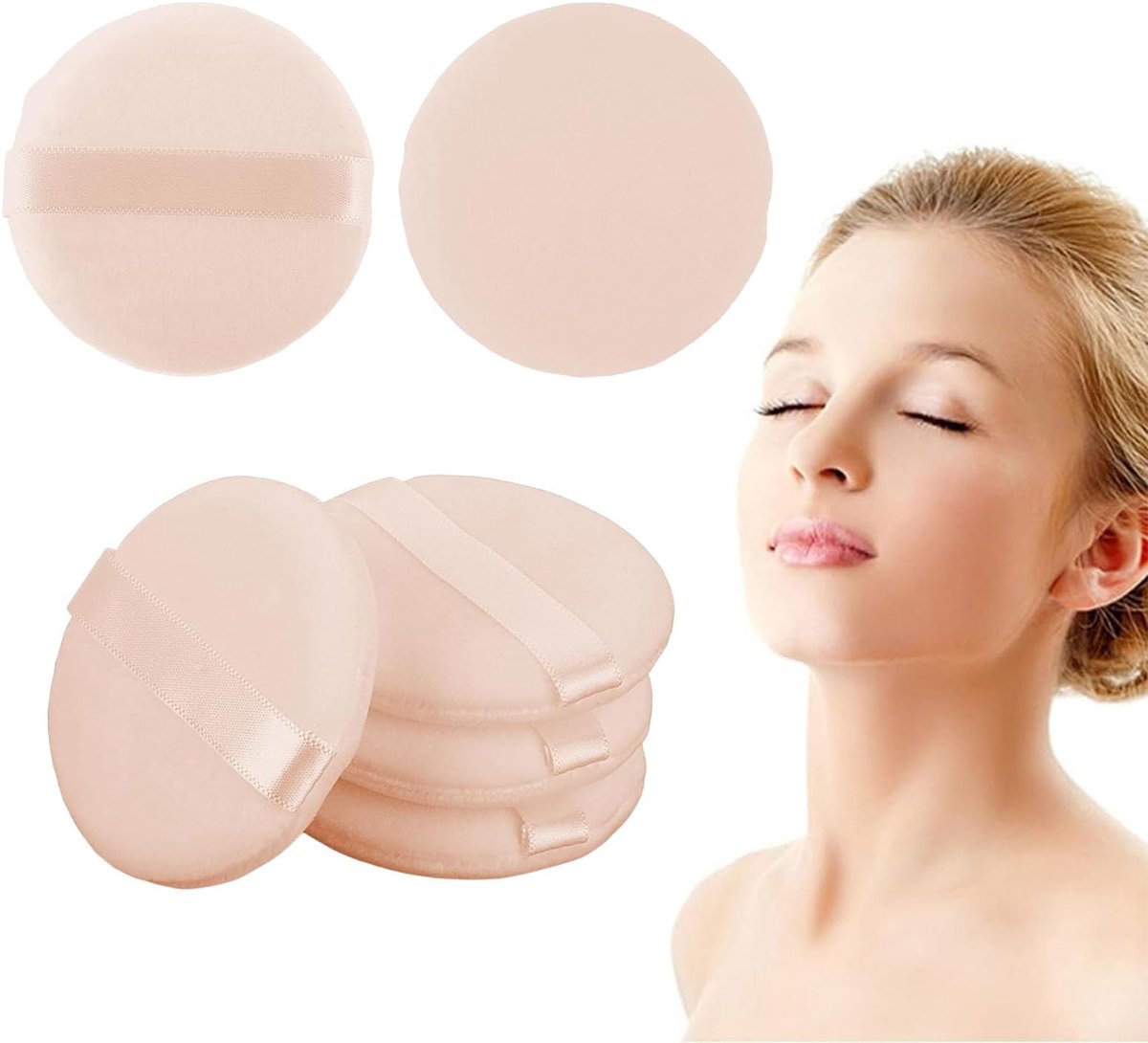 Dailygoods- Make-up Sponsjes 6 Stuks - Zachte Poederdonsjes - Herbruikbare Gezichtsponzen - Dubbele Gebruik - Sterke Poedergrijpkracht - Voor Vlekkeloze Toepassing - Make-up Spons