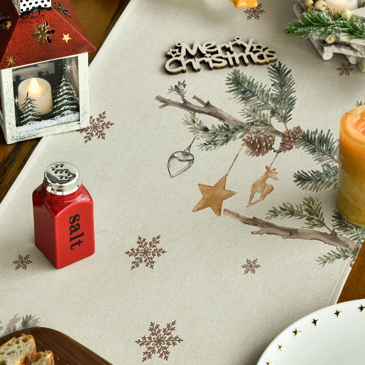 Dailygoods - Kerst Tafelloper met Bomen en Herten voor Feestdagen