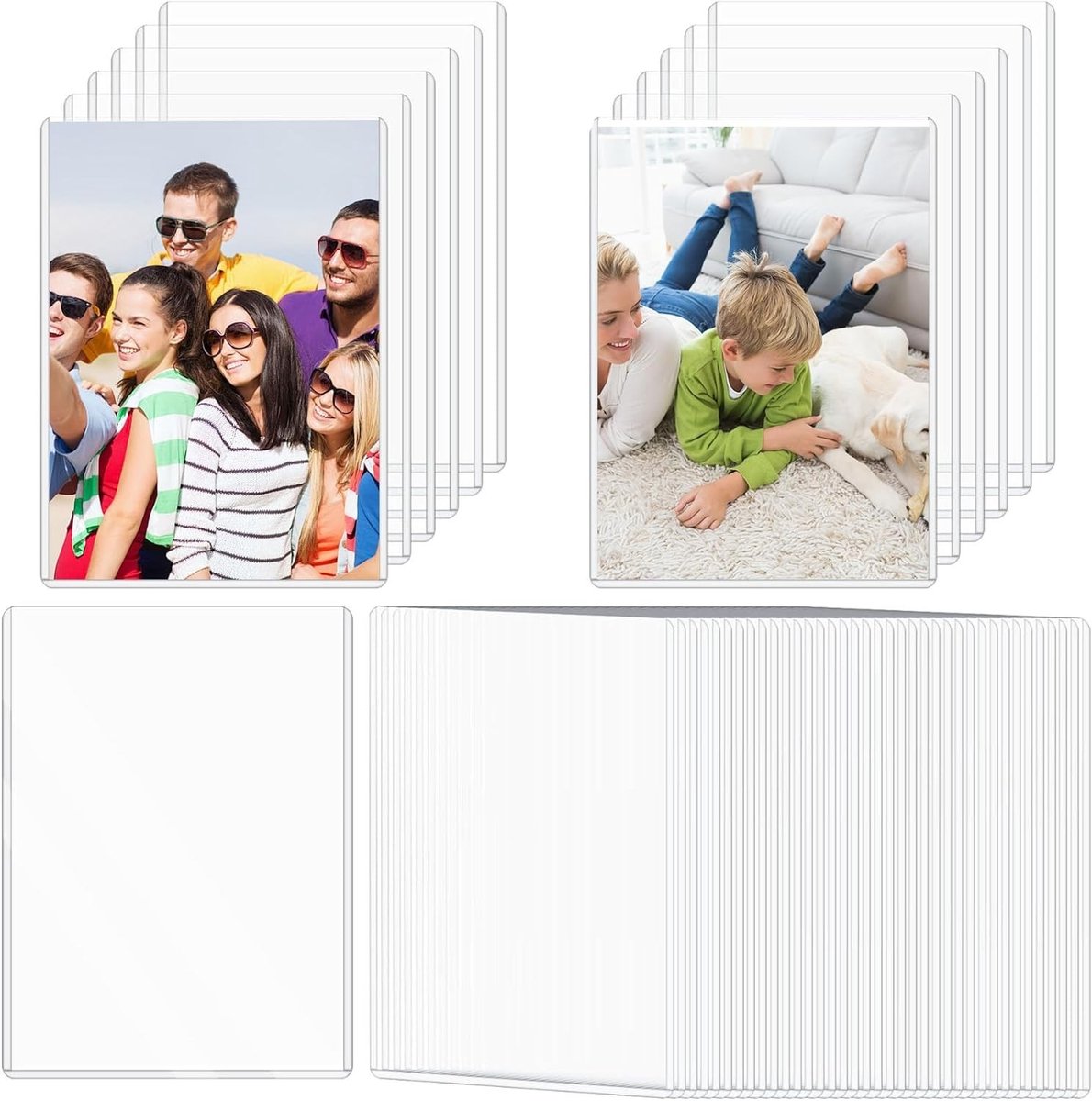 Set van 100 Fotohoezen voor Bescherming van Foto's en Kaarten, Transparant, 6.3 x 4.3 inch, Ideaal voor Kpop, Trading Cards en Verzamelobjecten, 200 Micron Dikte