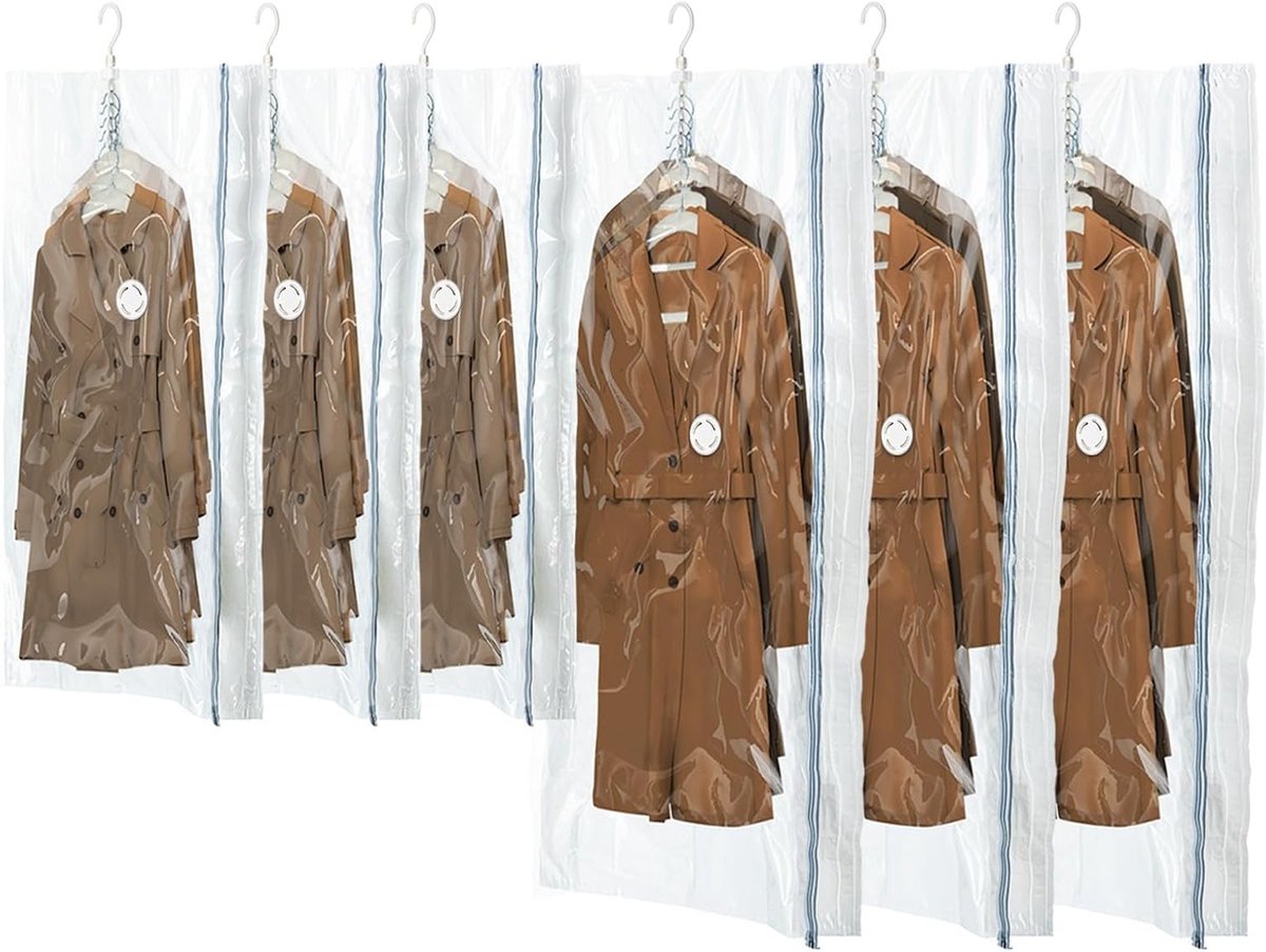 Herbruikbare stofzuigerzakken voor kleding, 6 stuks (3 groot, 3 medium) - Ideaal voor kostuums, jassen en opbergen