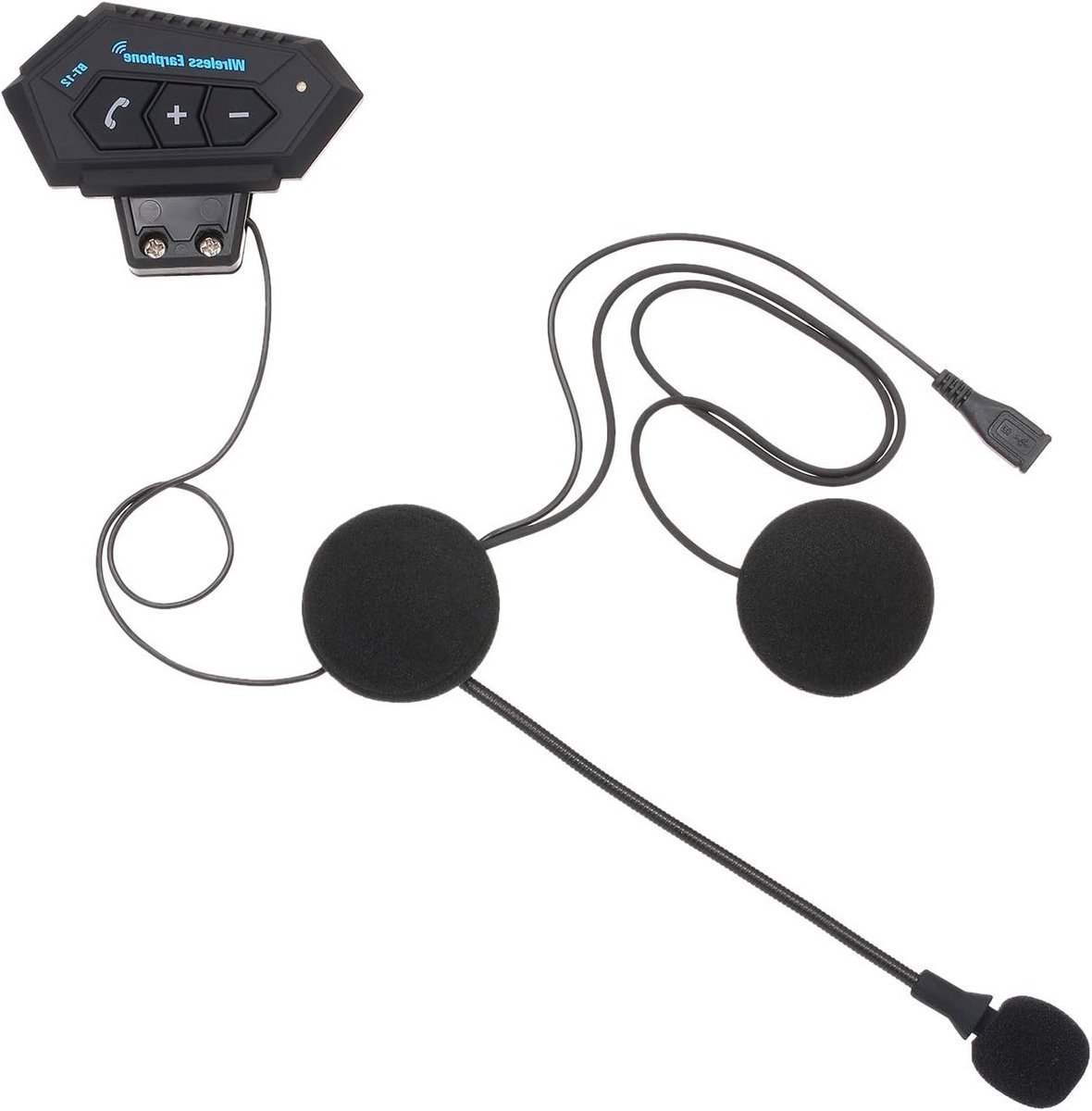 Draadloze Motorhelm Hoofdtelefoon met Microfoon en Muziekbediening - EDR Headset voor Handsfree Bellen en USB Opladen