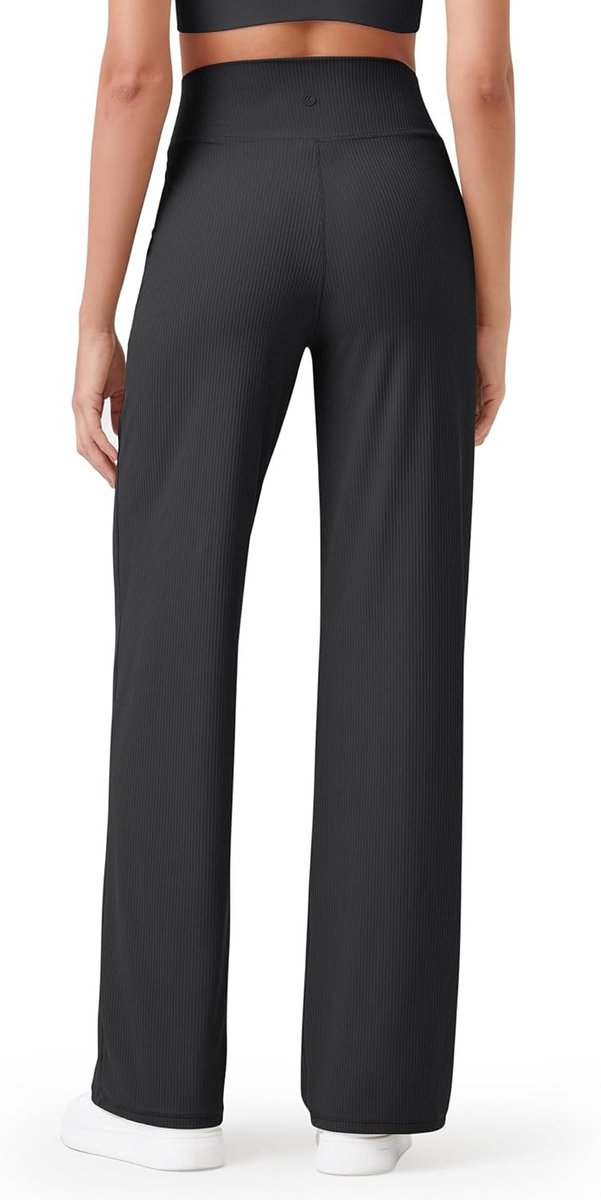 Dames Yoga Broek met Hoge Taille, Ribbels en Ruime Pijpen - Lichtgewicht Casual Sportbroek met Zakjes, Verkrijgbaar in Verschillende Lengtes — afbeelding 3