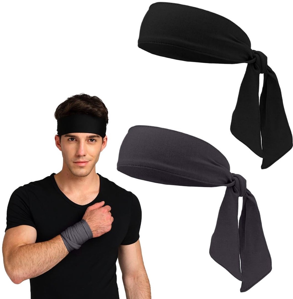 Dailygoods- Sporthoofdband Ademend - Zweetabsorberend - Antislip - Elastisch - Uniseks - 105 cm lang, 6 cm breed - Zweetband