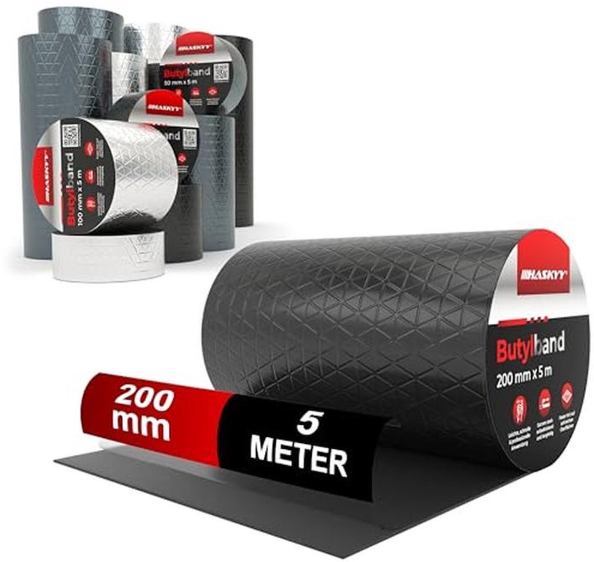 Waterdichte tape - Butylband reparatie - Huis afdichten - Zelfklevend aluminium - 20 cm x 5 m - Zwart