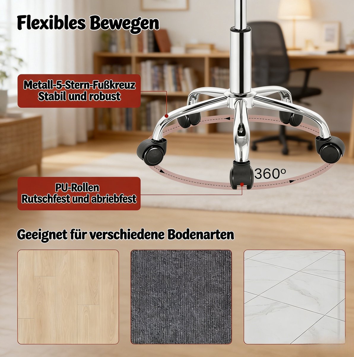STILVORA Bureaustoel 53-65,5 Cm - Verstelbaar En 360 Draaibaar - Voor Kantoor En Salon - Fluweel En Metaal - Donkergrijs