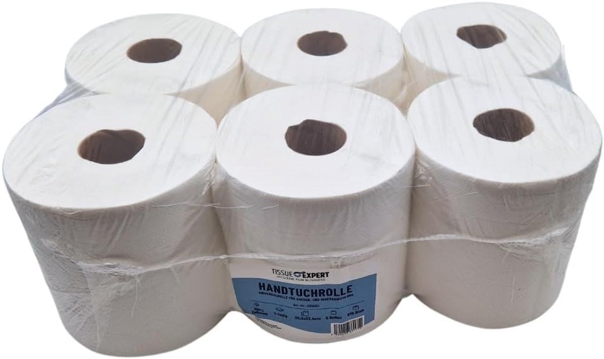 Handdoekrollen - Papieren doeken - Snelle reiniging - Scheurvast absorberend - 6 rollen 675 vellen - Wit
