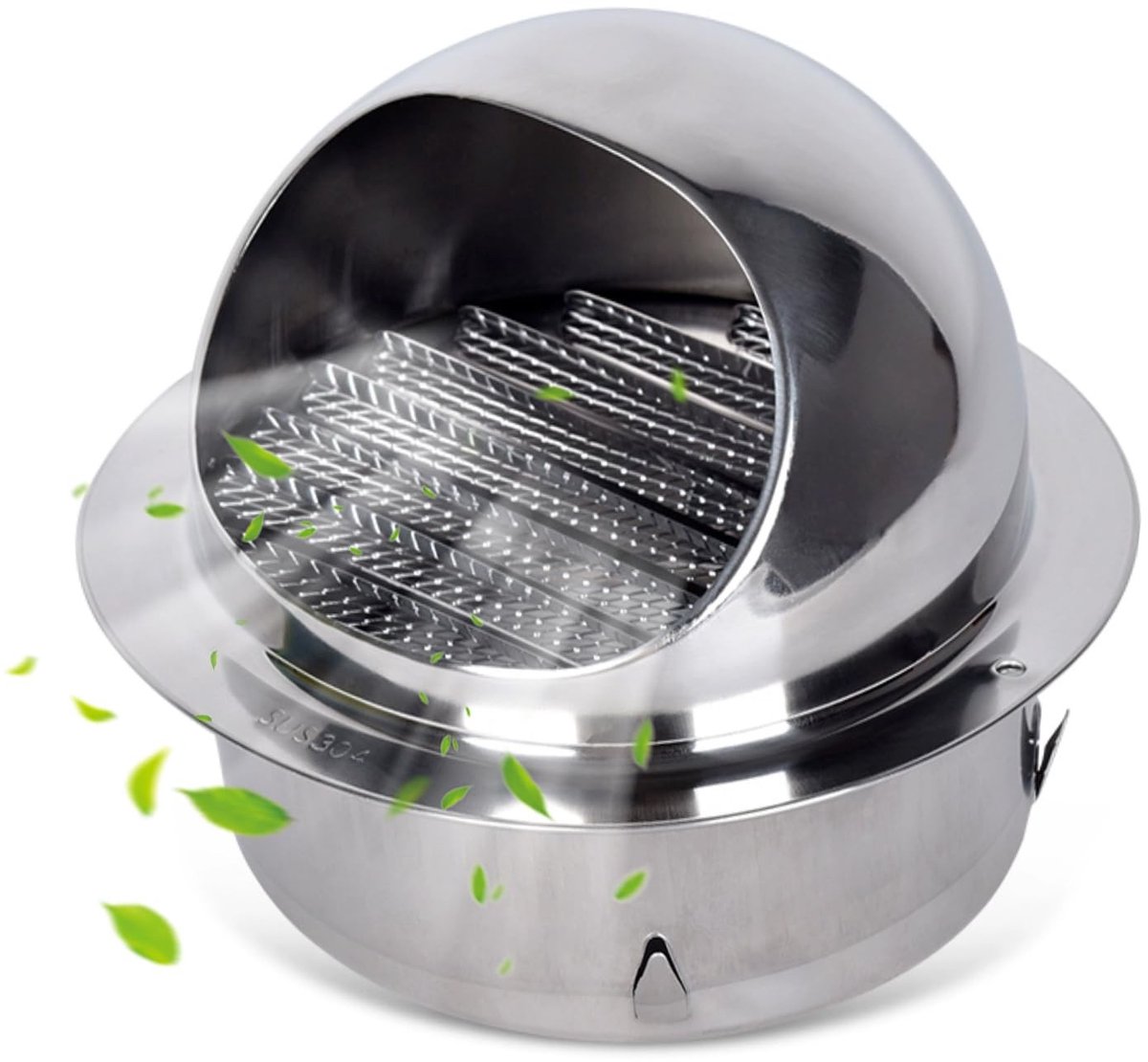 Dailygoods- Ventilatierooster Rond 130mm - Roestvrij Staal - Insectennet - Regenbestendig - Afzuigventiel - Eenvoudig te Installeren - Afvoerrooster