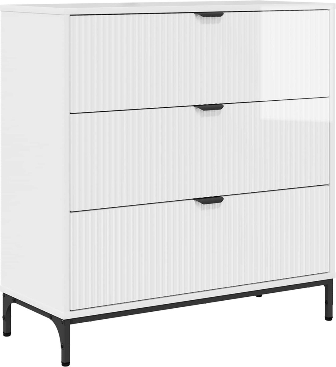 vidaXL - Dressoir - met - lade - Hoogglans - wit - 79,5 - x - 33 - x - 82 - cm - Bewerkt -