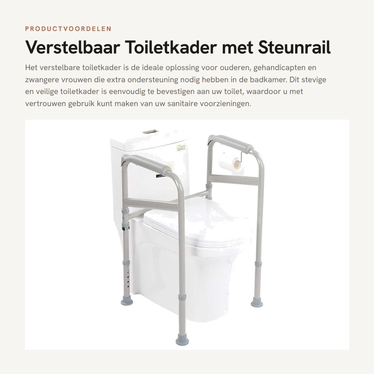 Dailygoods- Toiletframe Verstelbaar 65-86cm - Douchestoel - Toiletsteun Zonder Boren - Toiletsteunen Voor Ouderen - Veiligheidsbeugel - Antislip Armsteunen