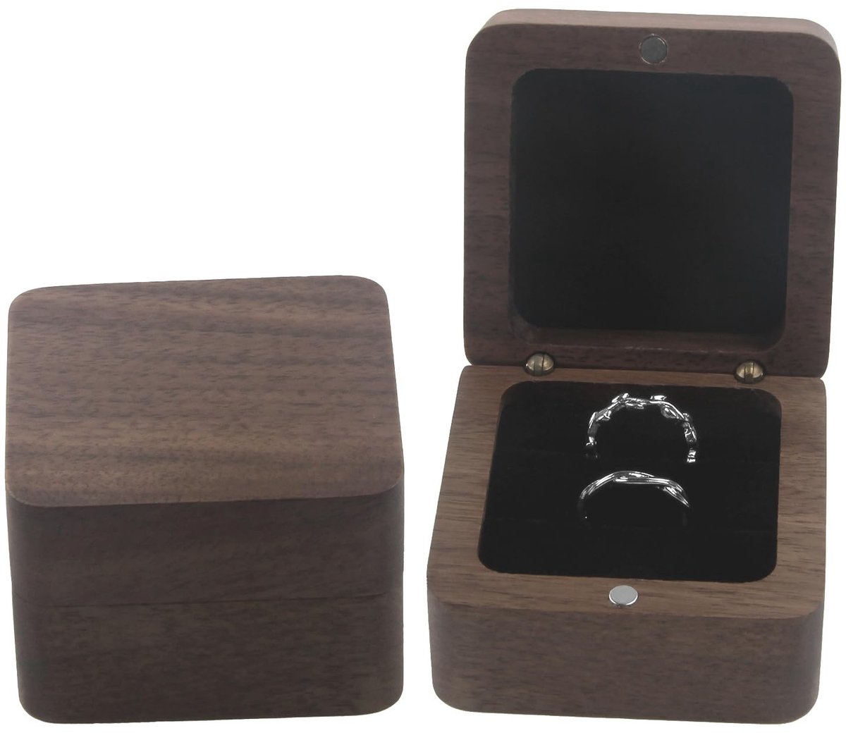Dailygoods- Ringendoos handgemaakt - Houten ringendoos - Verlovingsringendoos - Sieradendoosje - Magneetsluiting - Geschikt voor alle ringmaten - Sieradendoos