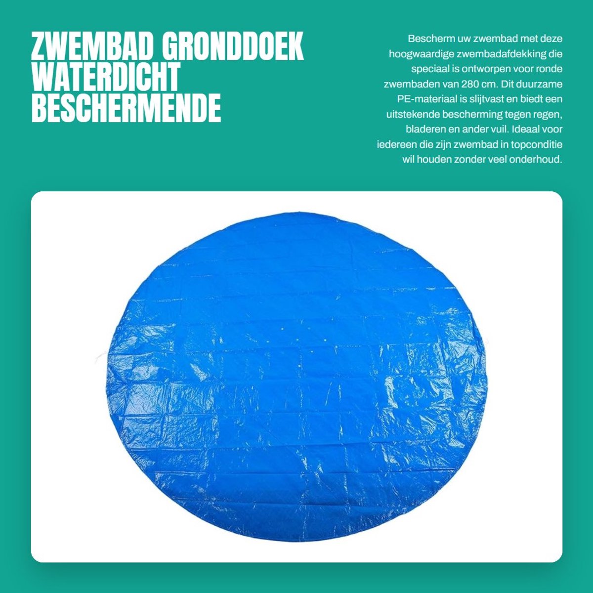 Dailygoods- Gronddoek Waterdicht - Zwembadafdekking Ronde Vorm - PE Materiaal - Slijtvast - Eenvoudig te Installeren - Beschermt Tegen Bladeren en Vuil
