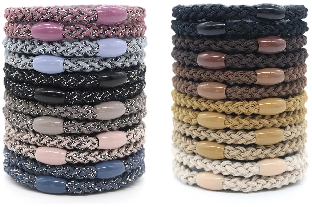 Dailygoods- Haarelastiekjes 24 Stuks - Vlechtelastiekjes - Scrunchies - Gemengde Kleuren - Elastisch - Beschadigt Haar Niet