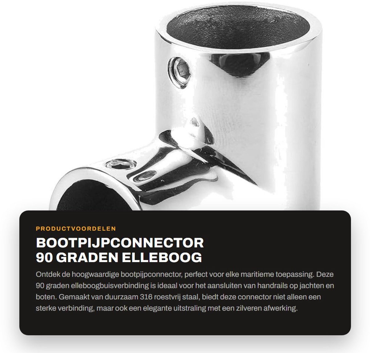 Dailygoods- Elleboogconnector 90 Graden - Roestvrij Staal - Bootpijpconnector - Marine Yatch Fitting - Eenvoudig te Installeren - Lichtgewicht