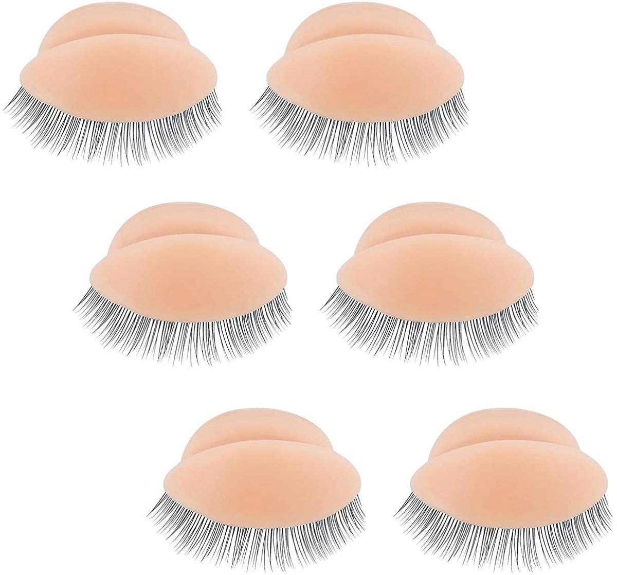 Dailygoods- Oogleden 3 Paar - Vervangend met Wimpers - Afneembaar - Realistisch Siliconenrubber - Geschikt voor Wimpertraining - Beige