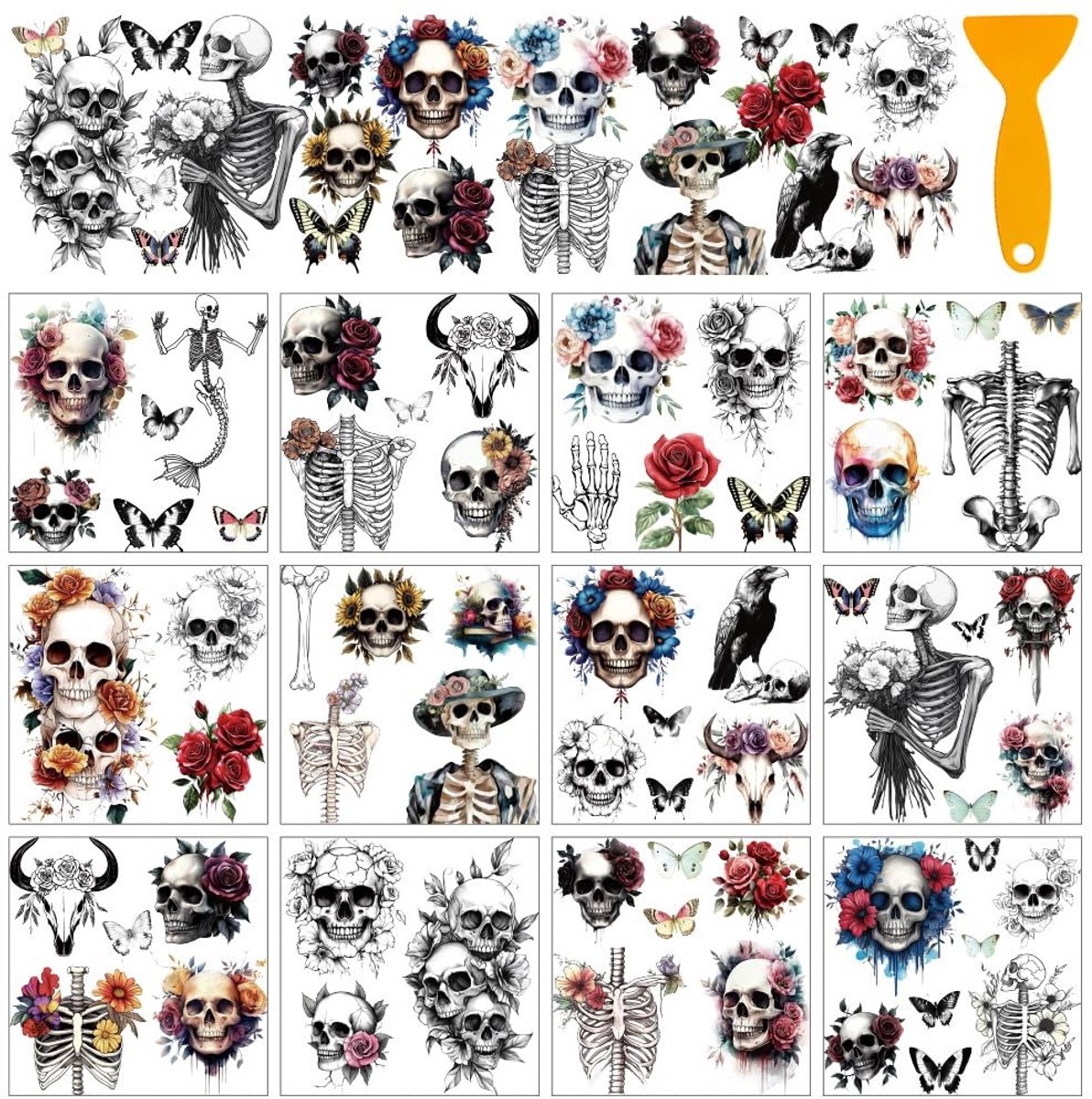 Dailygoods- Transferstickers 12 Vellen - Halloween Thema - Wrijven op Stickers - Meubelstickers - Doe-het-zelf Ambachten - 5,5 x 5,5 cm - Decoratiestickers