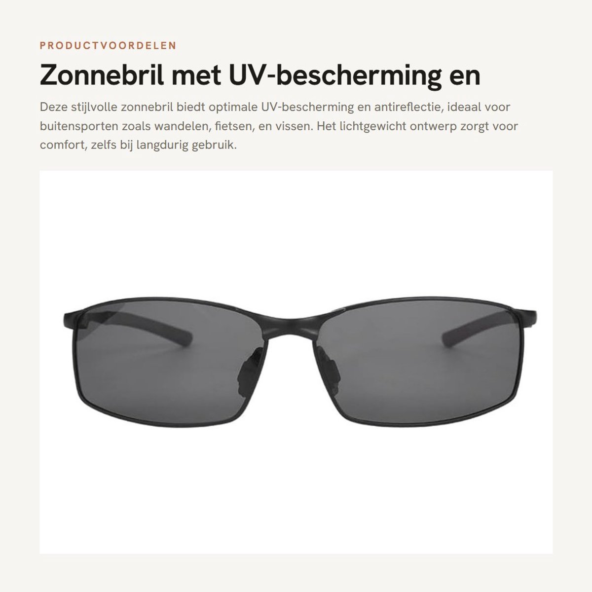 Dailygoods- Zonnebril Lichtgewicht Design - UV-bescherming - Antireflectie - Heren/Dames - Metalen Frame - Lensbreedte 65 mm