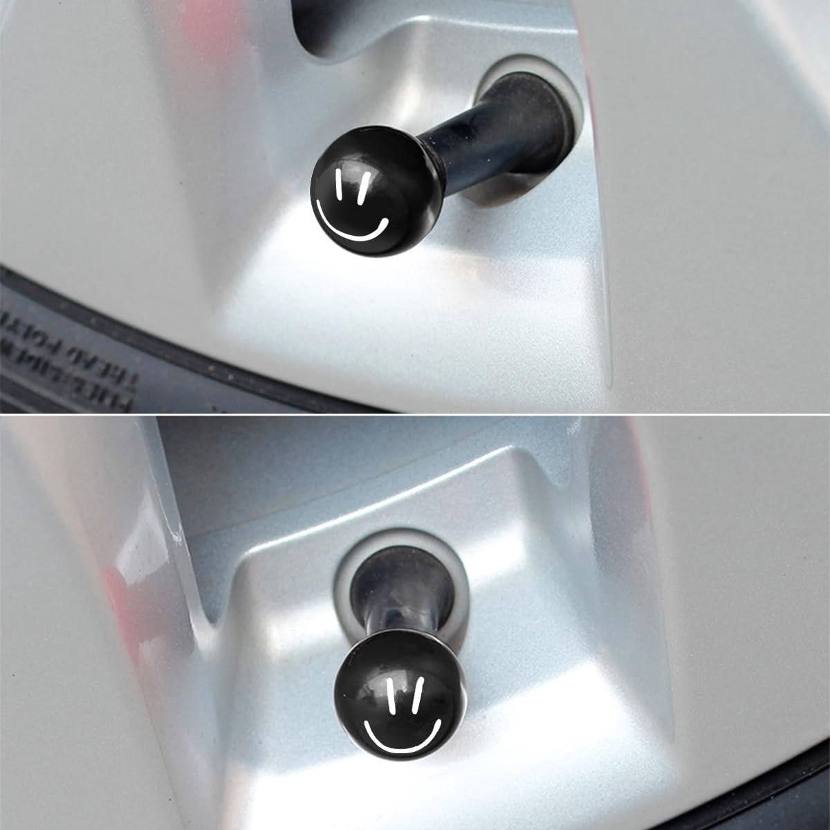 Dailygoods - Ventieldoppen - Bandenaccessoires - Schattig en praktisch - Zwart - Smiley - Universeel - Geschikt voor motorfiets en elektrische fiets -...