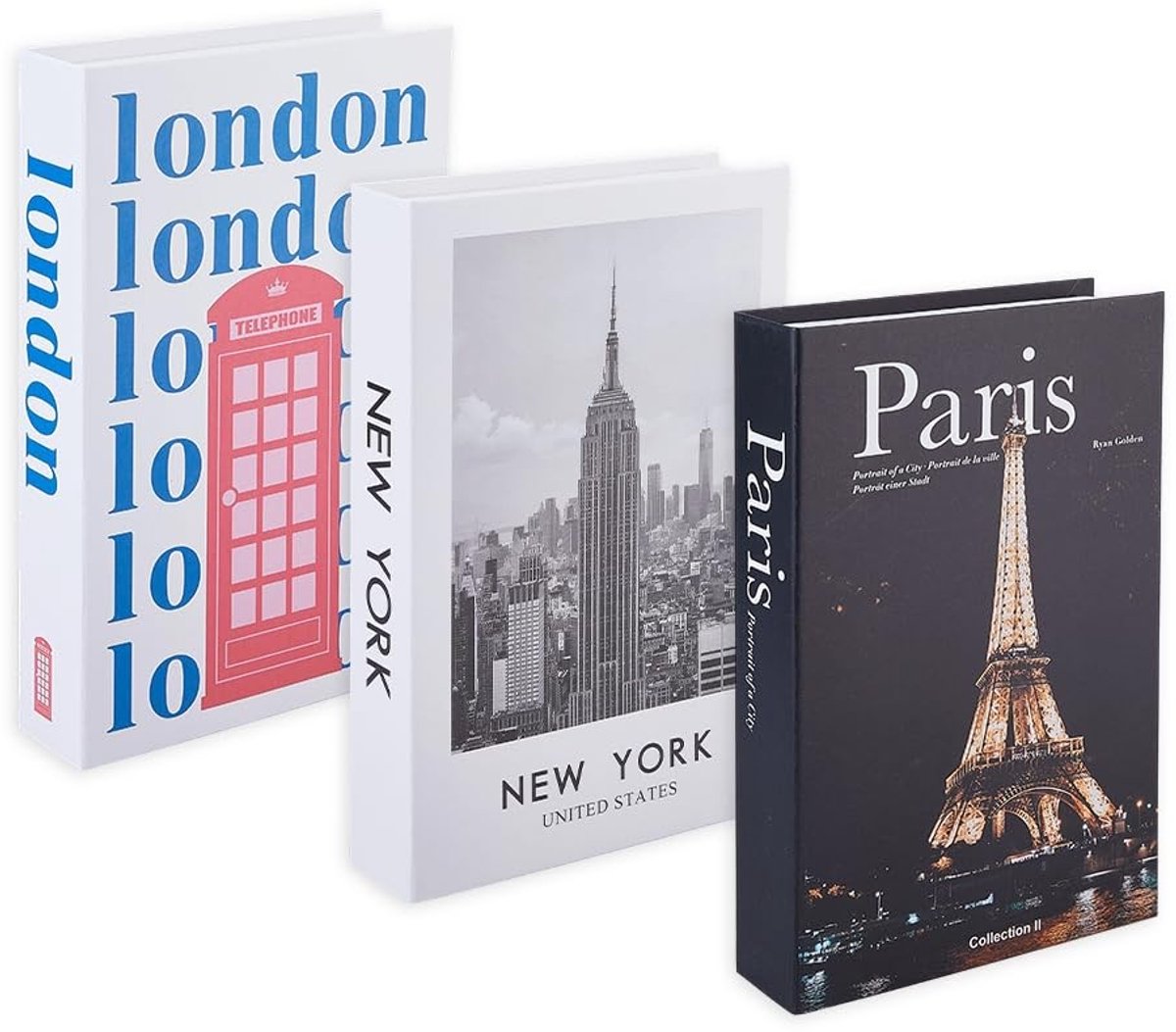 Dailygoods- Decoratieve Boeken Set van 3 - Faux Boeken - Verborgen Opslag - 25,43x1,69x3,65 Inch - Mooie Decoratie - Gestapeld Boek - Nepboeken