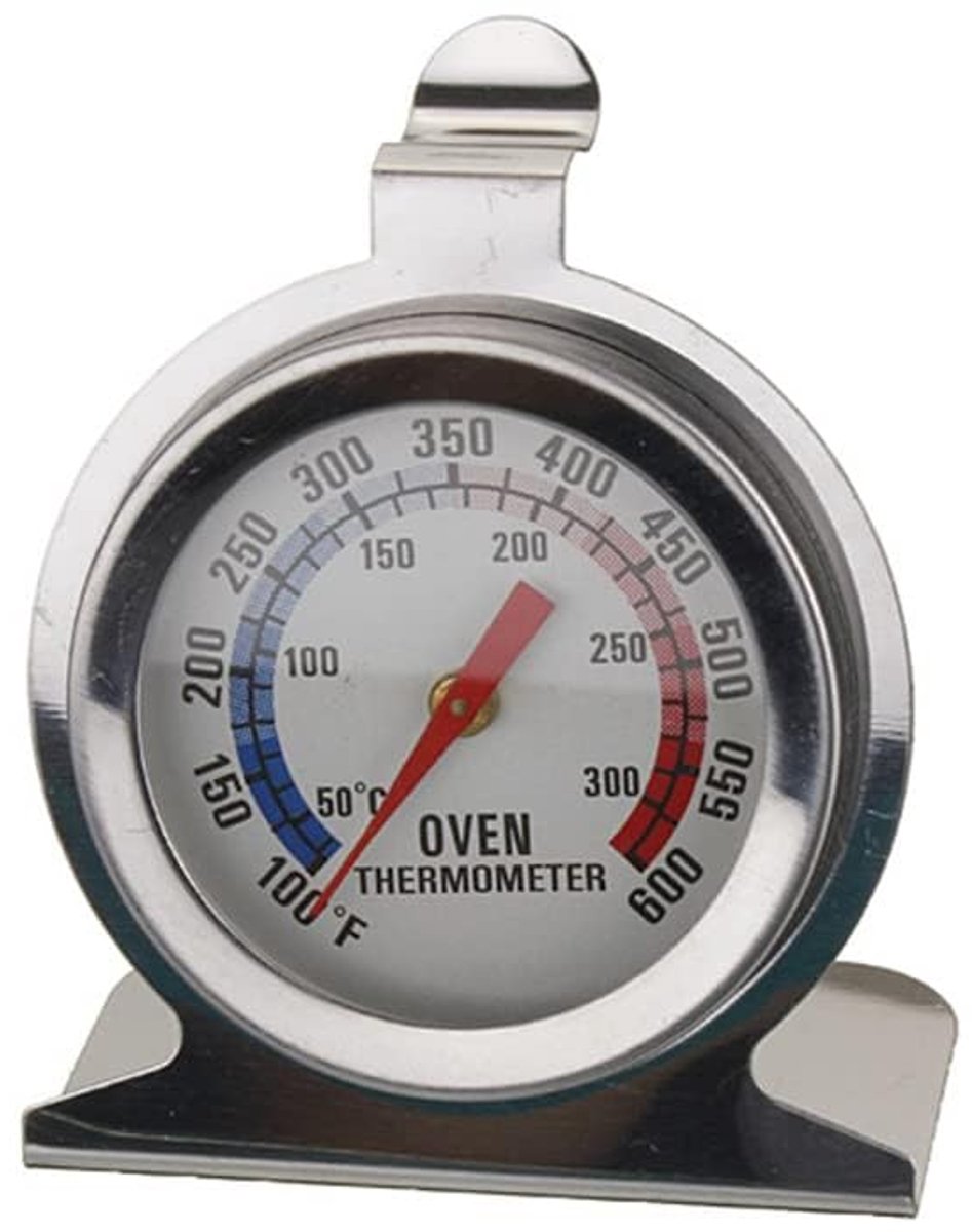 Oven Thermometer - Temperatuurmeter Keuken - Nauwkeurig Koken - Grote Wijzerplaat - 50-300°C - Zilver